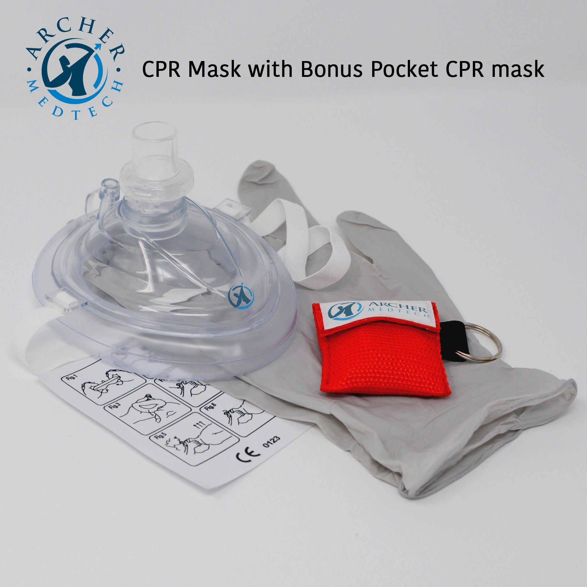 Archer MedTech CPR Mask with One-Way Breath Valve - First Aid Face Shi